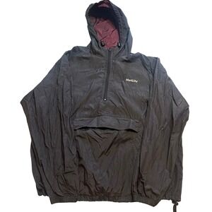 Harvard Square Anorak‎ Mens XL Black MetLife Zip Hooded Pullover Outdoor Jacket